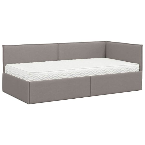 vidaXL Cadre de lit d'angle avec matelas 2 pcs Taupe Velours