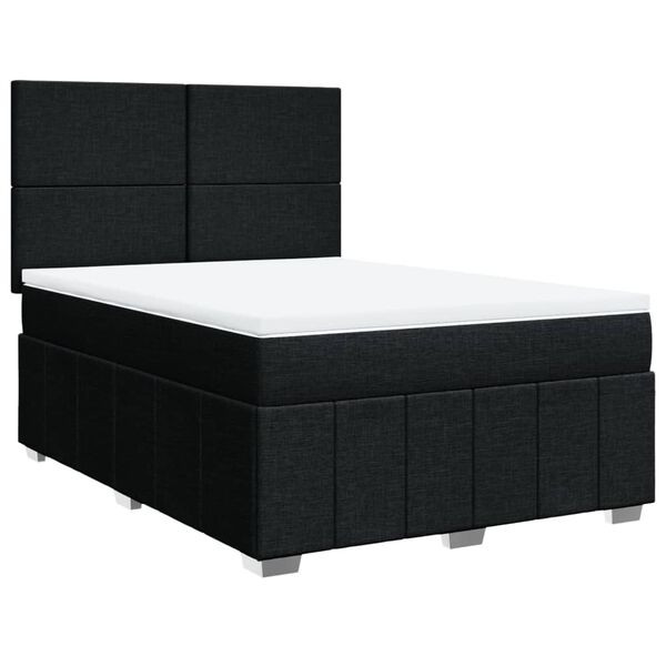 vidaXL Sommier &agrave; lattes de lit avec matelas Noir 140x200 cm Tissu