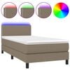 vidaXL Sommier &agrave; lattes de lit avec matelas LED Taupe 90x190 cm Tissu