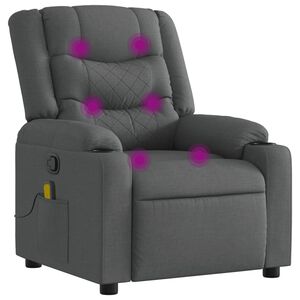 vidaXL Fauteuil de massage inclinable gris fonc&eacute; tissu