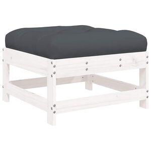vidaXL Repose-pied de jardin avec coussin blanc bois de pin massif