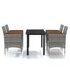 vidaXL Ensemble &agrave; manger de jardin et coussins 5pcs Gris/noir