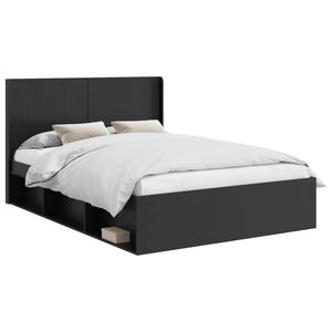 vidaXL Cadre de lit avec rangement et t&ecirc;te de lit Noir 150 x 200 cm