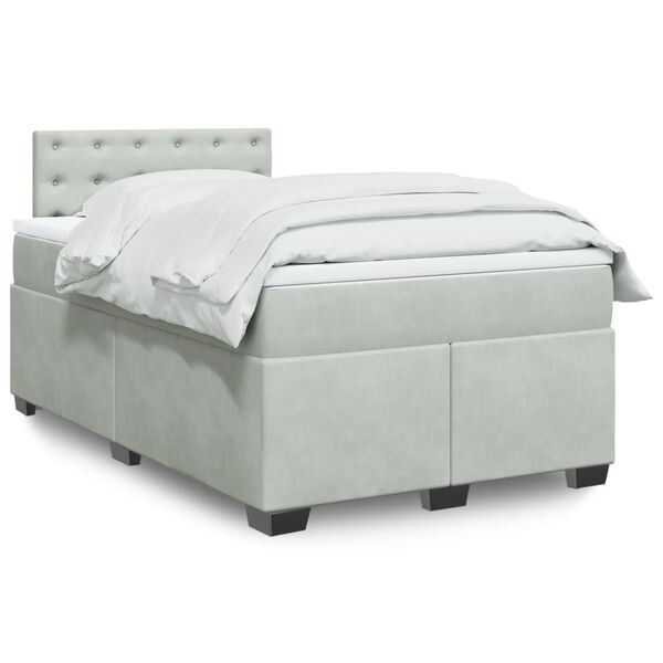 vidaXL Sommier &agrave; lattes de lit et matelas gris clair 120x190cm velours