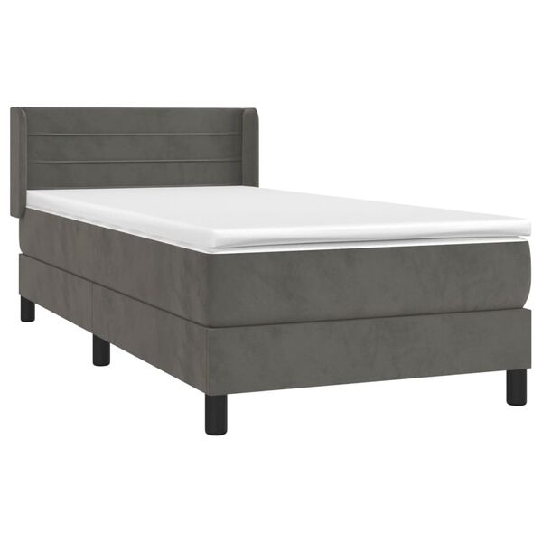 vidaXL Sommier &agrave; lattes de lit et matelas Gris fonc&eacute; 90x190 cm Velours