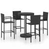 vidaXL Ensemble de bar de jardin 5 pcs R&eacute;sine tress&eacute;e Noir