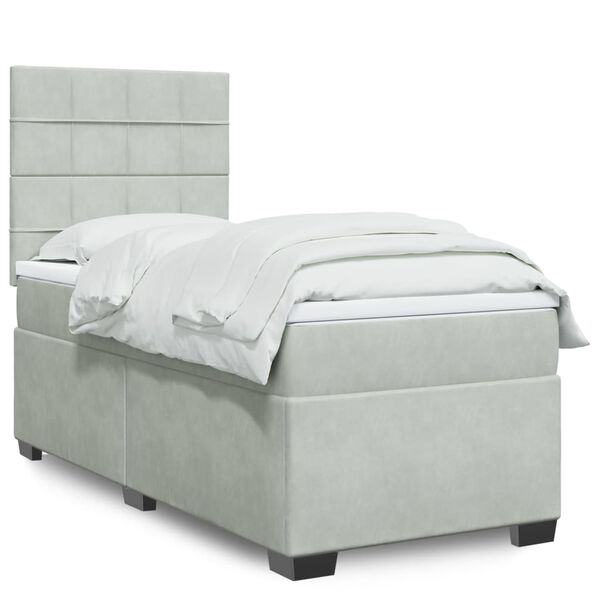 vidaXL Sommier &agrave; lattes de lit et matelas Gris clair 100x200cm Velours