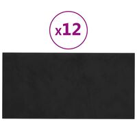 vidaXL Panneaux muraux 12 pcs Noir 30x15 cm Velours 0,54 m²