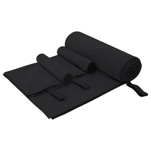 vidaXL Set de serviettes de sport 3 pi&egrave;ces Noir 210 x 100 cm