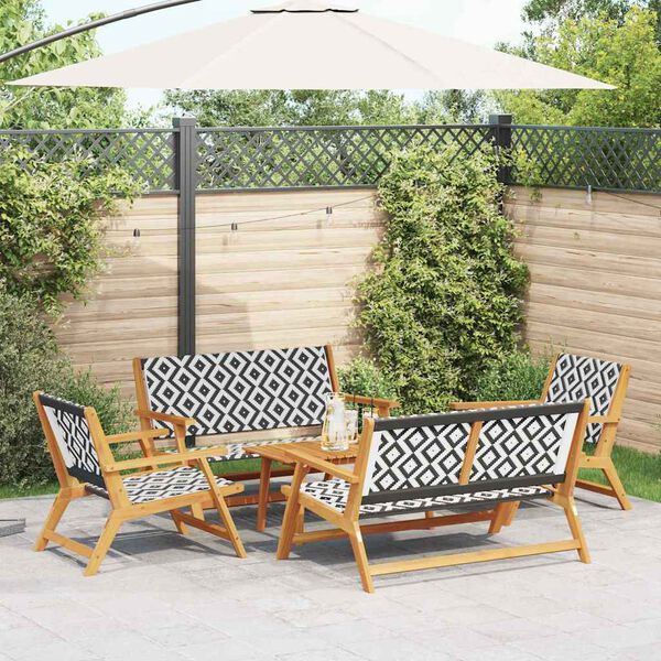 vidaXL Chaises de jardin avec table 5 pcs Noir 90 x 45 x 40 cm