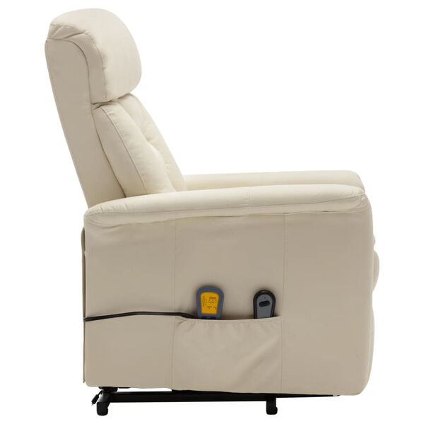 vidaXL Fauteuil de massage Blanc crème Similicuir