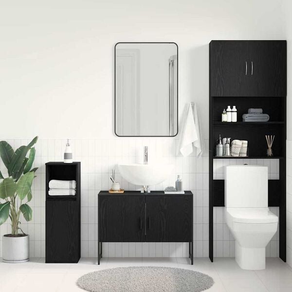 vidaXL Meuble de Lavabo de Salle de Bain Chêne noir 80 x 30 x 60 cm