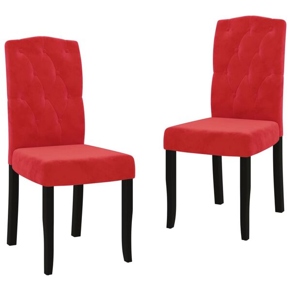 vidaXL Chaises &agrave; manger lot de 2 Rouge bordeaux Velours