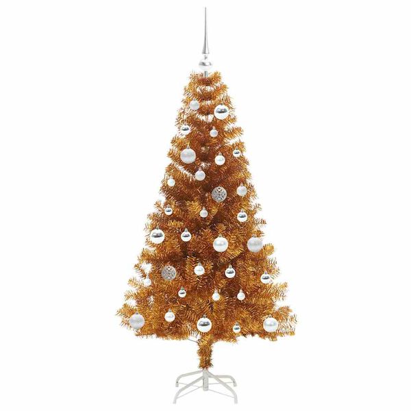 vidaXL Sapin de Noël avec 150 LED avec support Doré 150 cm PET