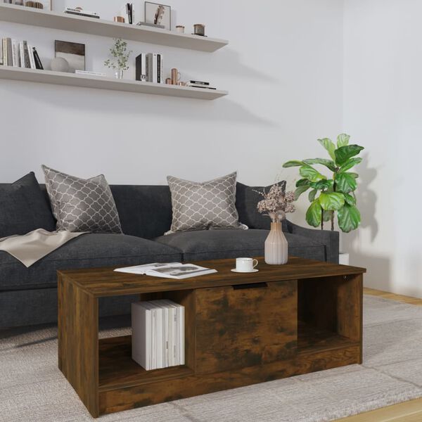 vidaXL Table basse ch&ecirc;ne fum&eacute; 102x50x36 cm bois d'ing&eacute;nierie