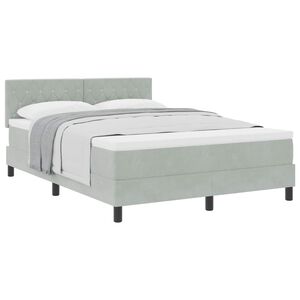 vidaXL Lit &agrave; ressorts avec matelas Gris clair 140 x 190 cm Velours