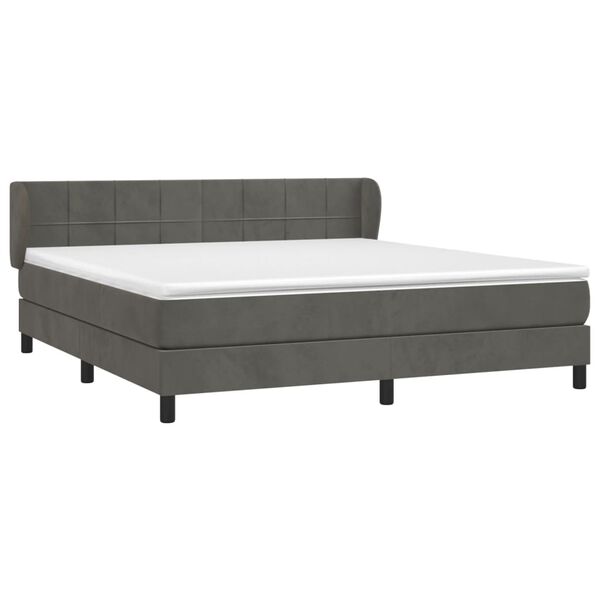 vidaXL Sommier &agrave; lattes de lit et matelas Gris fonc&eacute; 180x200cm Velours