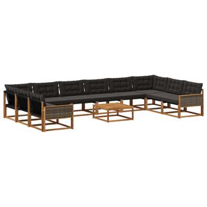 vidaXL Ensemble de canap&eacute;s d'ext&eacute;rieur 11 pcs Naturel et noir
