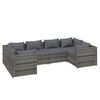 vidaXL Salon de jardin 6 pcs avec coussins r&eacute;sine tress&eacute;e gris