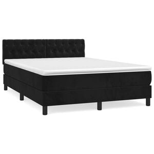 vidaXL Sommier &agrave; lattes de lit avec matelas Noir 140x200 cm Velours