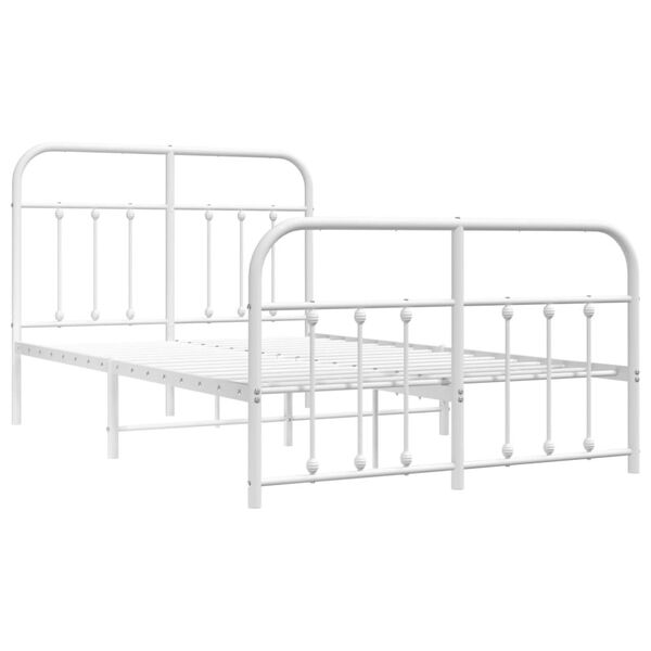 vidaXL Cadre de lit métal sans matelas et pied de lit blanc 120x200 cm