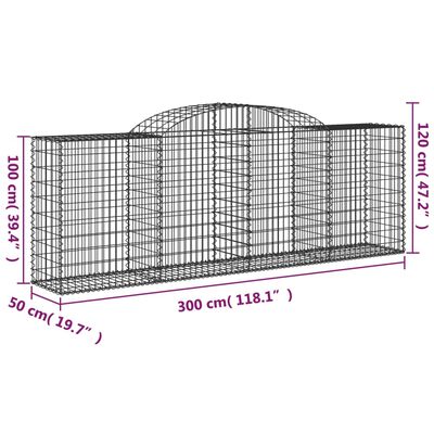 vidaXL Paniers à gabions arqués 20 pcs 300x50x100/120 cm fer galvanisé