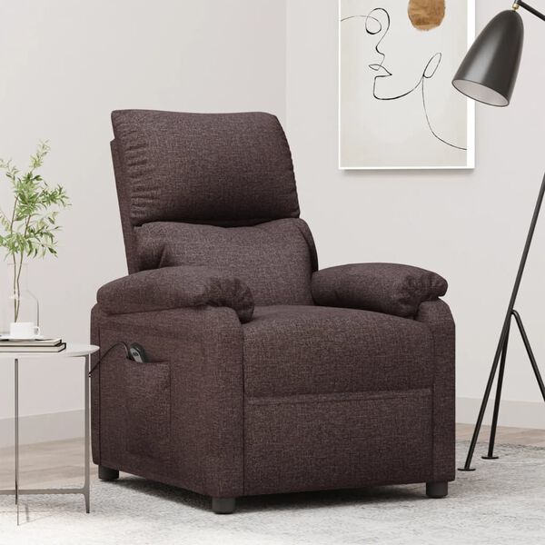 vidaXL Fauteuil inclinable &eacute;lectrique Marron fonc&eacute; Tissu
