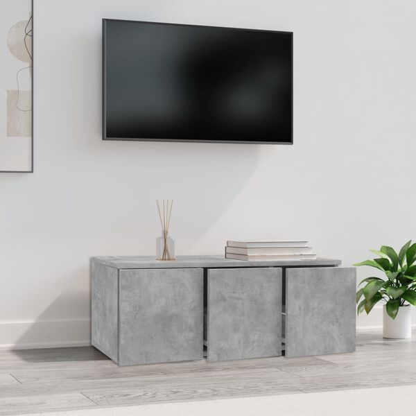 vidaXL Meuble TV Gris béton 80x34x30 cm Bois d'ingénierie