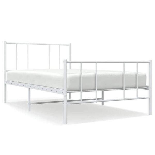 vidaXL Cadre de lit m&eacute;tal sans matelas avec pied de lit blanc 75x190cm