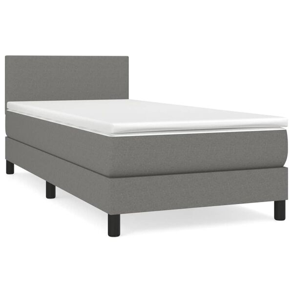 vidaXL Sommier &agrave; lattes de lit avec matelas Gris fonc&eacute; 100x200cm Tissu