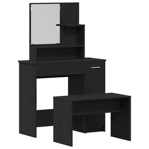 vidaXL Ensemble de Coiffeuse 2 pcs Ch&ecirc;ne noir Bois d'ing&eacute;nierie