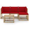 vidaXL Salon de jardin 5 pcs avec coussins rouge