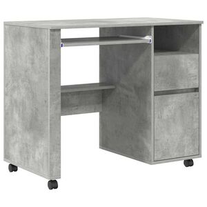 vidaXL Bureau avec roues Gris b&eacute;ton Bois d'ing&eacute;nierie 91 x 50 x 77 cm