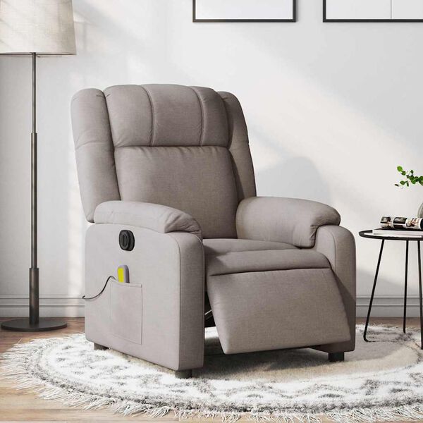 vidaXL Fauteuil de massage inclinable &eacute;lectrique Taupe Tissu
