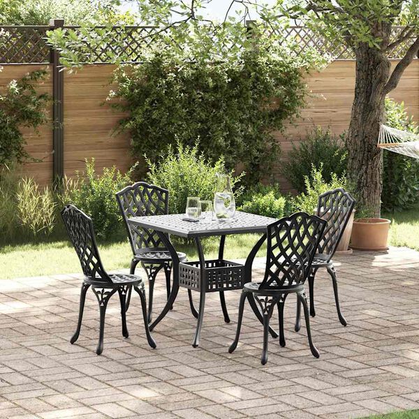 vidaXL Ensemble de tables de jardin 5 pcs Noir Aluminium coul&eacute;