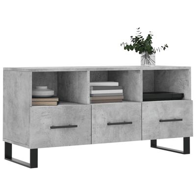 vidaXL Meuble TV gris béton 102x36x50 cm bois d'ingénierie