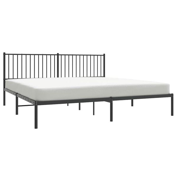 vidaXL Cadre de lit m&eacute;tal sans matelas avec t&ecirc;te de lit noir 200x200cm