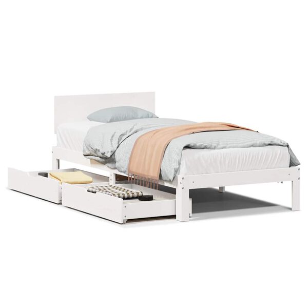 vidaXL Cadre de lit avec tiroirs sans matelas blanc 90x190 cm
