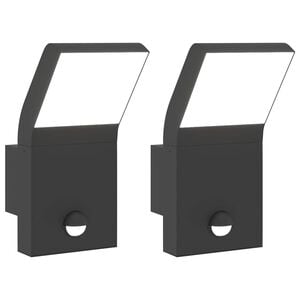 vidaXL Appliques murales LED d'ext&eacute;rieur avec capteurs 2 pcs noir