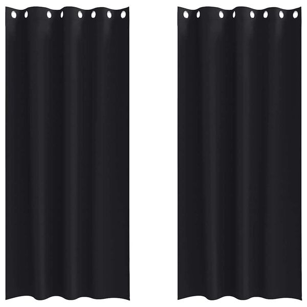 vidaXL Rideaux occultants avec anneaux 2 pcs Noir 225 x 140 cm