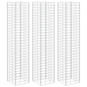 vidaXL Lits sur&eacute;lev&eacute;s en gabion 3 pcs 30x30x200 cm Fer