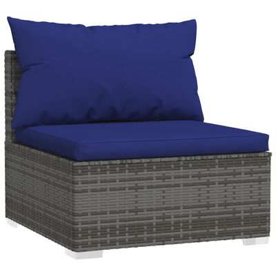 vidaXL Salon de jardin 4 pcs avec coussins résine tressée gris