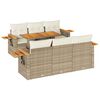 vidaXL Salon de jardin avec coussins 7 pcs beige r&eacute;sine tress&eacute;e acacia