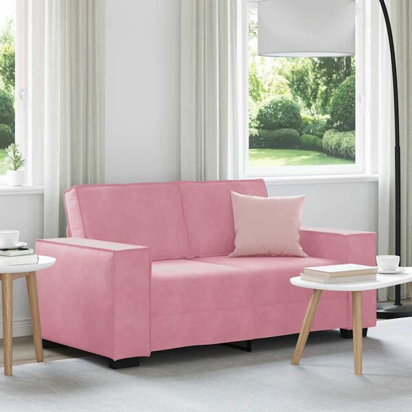 vidaXL Canapé à 2 places Rose 120 cm Velours