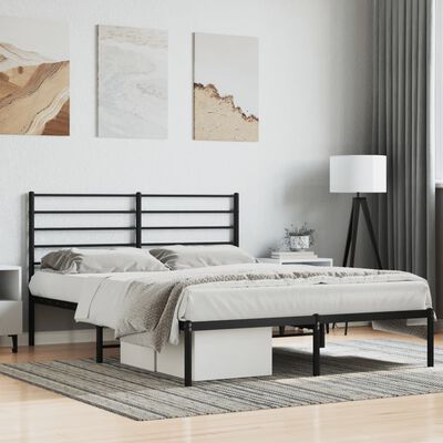 vidaXL Cadre de lit métal sans matelas avec tête de lit noir 120x200cm