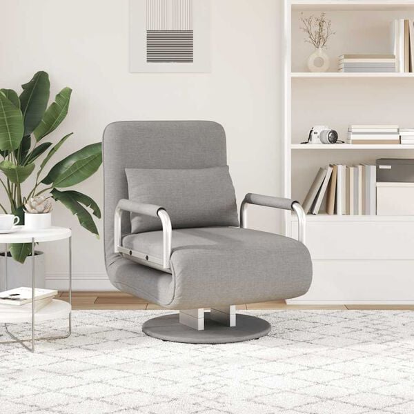 vidaXL Fauteuil pivotant et canapé-lit Gris clair Tissu