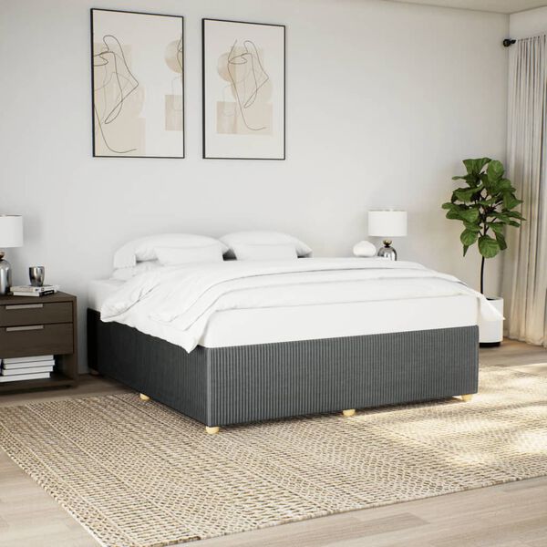 vidaXL Cadre de lit sans matelas gris fonc&eacute; 180x200 cm tissu