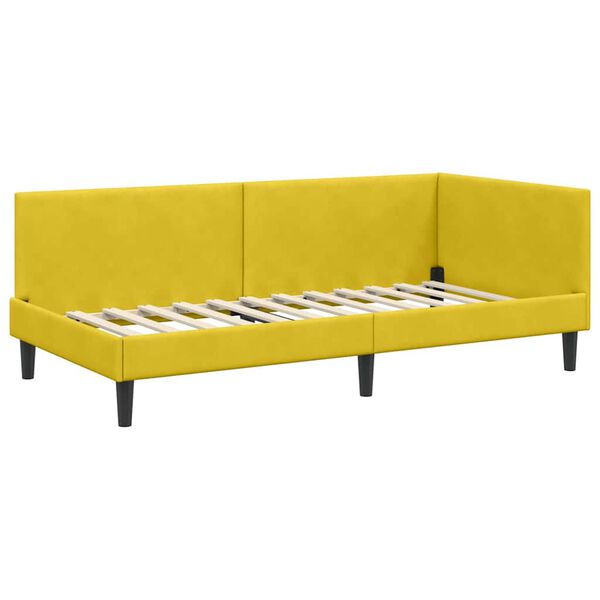 vidaXL Cadre de lit d'angle Jaune 90 cm x 200 cm VeloursetContreplaqu&eacute;