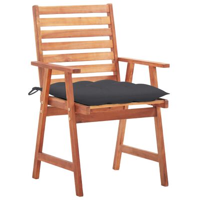 vidaXL Chaises à dîner d'extérieur 2 pcs avec coussins Acacia massif