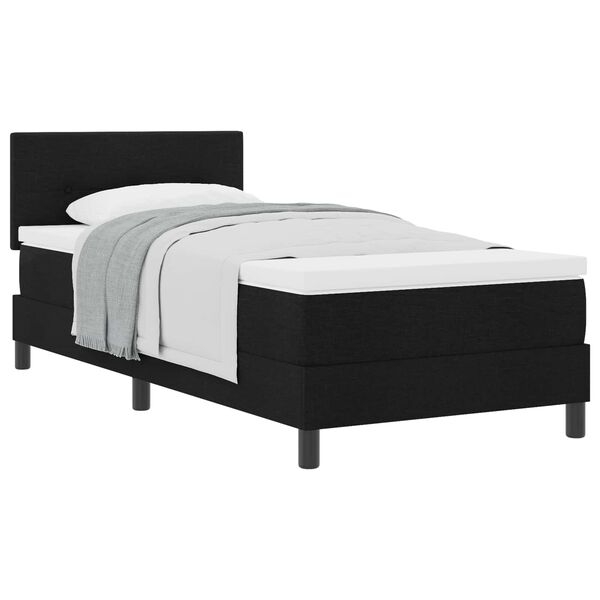 vidaXL Lit &agrave; ressorts avec matelas Noir 90 x 190 cm tissu